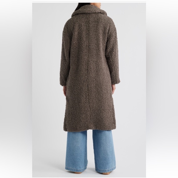 BCBG Notch Colar faux shearling grey long teddy coat size large - Picture 5 of 8